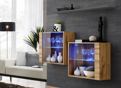 Moderne Designer Wohnwand Wohnzimmer Wand Schränke Braun Möbel Luxus